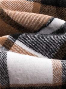 男士格紋印花翻蓋口袋襯衫式夾克 - 卡其色 - 查看 8