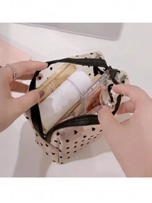 1 Túi đựng đồ trang điểm cho nữ, Thiết kế lưới hình trái tim, Túi đựng mỹ phẩm lưới hình trái tim dung tích lớn thời trang đơn giản, sử dụng hàng ngày và du lịch - Màu vàng - Xem 5