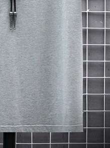 Manfinity 男士大码標語圖案T恤 - 淺灰色 - 查看 4