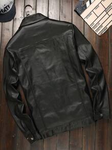 Manfinity Homme Hombres Cazadora mezclilla con doble bolsillo sin camiseta - Negro - Ver 2
