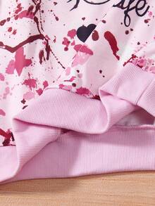 SHEIN Tween Girls Figure Graphic Tie Dye Sweatshirt - Hot Pink - View 3