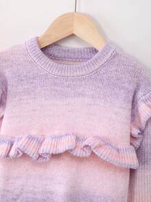 SHEIN Cô gái Tween Bóng Viền Ruffle Áo len - Nhiều màu - Xem 7