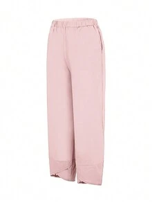 Solid Tulip Hem Pants - Pink - View 4