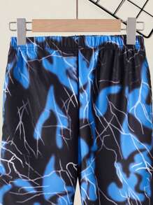 Tween Boy Graphic Print Vest Jacket & Sweatpants & Sweatshirt - Black - View 6