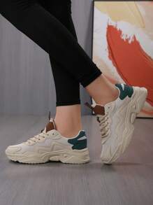 Women's Chunky Sneakers – Sporty Casual Elevator Shoes - Beige - View 5