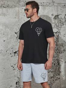 Manfinity Homme Men Plus Cartoon Graphic Tee & Shorts - Multicolor - View 4