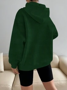 SHEIN Unity 休閒字母女士衛衣 - 墨綠色 - 查看 2
