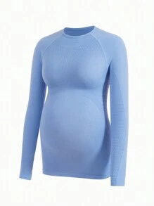 Maternity Solid Raglan Sleeve Tee - Baby Blue - View 3