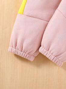 SHEIN Tween Girl Letter Graphic Raglan Sleeve Hoodie & Sweatpants - Multicolor - View 6