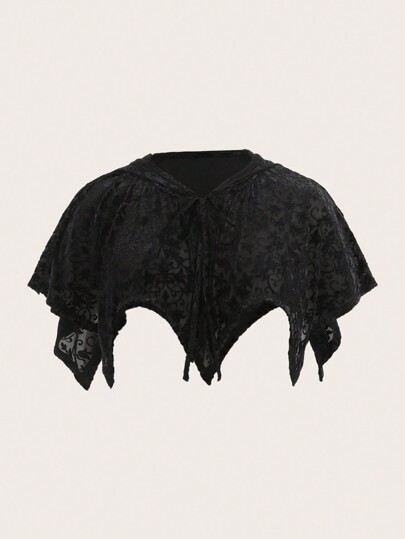 Plus 1pc Tie Neck Batwing Sleeve Crop Jacket