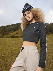 In My Nature Áo nỉ tay raglan ngắn tay có họa tiết chữ - màu đen - Xem 5