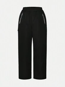 SHEIN Tween Boy Solid Slant Pocket Straight Leg Pants