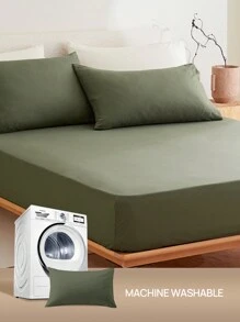 2pcs Supersoft Plain Pillowcases, Lightweight Cloud-Like Feel Bedding, Envelope Closure, Oeko-Tex Certified - Olive Green - View 7