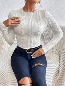 SHEIN Frenchy Solid Mock Neck Bodysuit - White - View 6