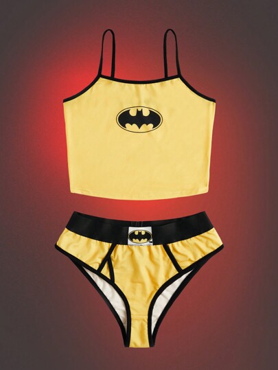 Batman X ROMWE Set pigiama con grafica fumetto bordo a contrasto