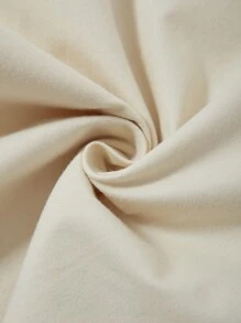 SHEINNeu 拼接側邊接縫腰部抽繩直筒褲 - 卡其色 - 查看 6