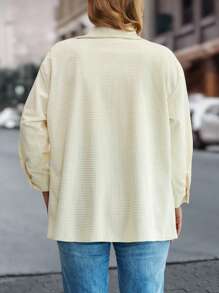 Flirla Plus Drop Shoulder Flap Pocket Coat - Apricot - View 2