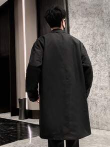 Manfinity Hypemode Loose Fit Men's Double Breasted Drop Shoulder Trench Coat - Black - View 2