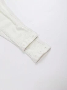 SHEIN ICON Letter Patched Detail High-cut Tank Bodysuit - White - View 3