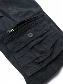 yuehaibao 男士拉链口袋休闲短裤，夏季透气，无腰带