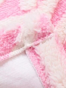 女嬰波浪樣式連帽法蘭絨外套 - 粉色 - 查看 7