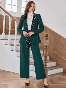 SHEIN Clasi 波點圖案腰帶西裝外套 - 彩色 - 查看 6