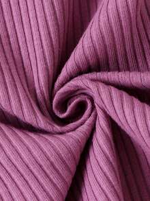 嬰兒女孩荷葉邊連體衣&綁帶連帽汗褲&頭帶 - 紫色 - 查看 6