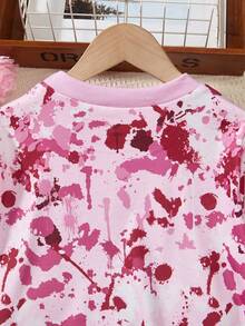 SHEIN Tween Girls Figure Graphic Tie Dye Sweatshirt - Hot Pink - View 5