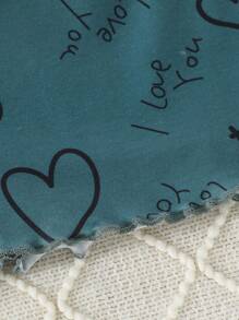 Tween Girl Heart Print Contrast Binding Cami Top & Shorts PJ Set - Dark Green - View 3