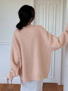 DAZY Suéter de hombros caídos sólido, ropa de mujer de otoño - Rosa - Ver 2