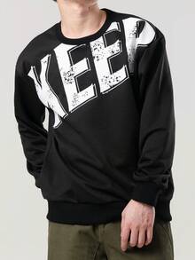 Manfinity Hypemode Men Letter Graphic Sweatshirt - Black - View 3