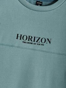 Manfinity RebelGame Men Letter Graphic Sweatshirt - Green - View 3