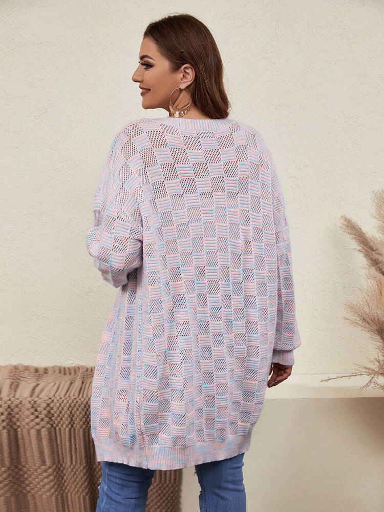 Plus Size Space Dye Drop Shoulder Cardigan