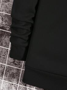 Men Skeleton Hand Print Thermal Lined Sweatshirt - Black - View 3