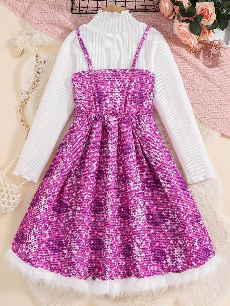 Tween Girl Sequin Effect Cami Dress & Tee