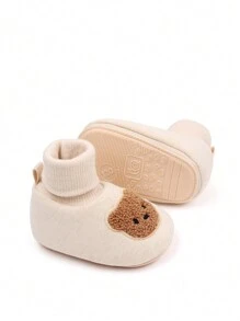 Un par de botas con diseño simple de oso de moda y para bebé neutral - Albaricoque - Ver 3