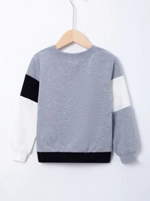 SHEIN Young Boy Color Block Sweatshirt - Black and White - View 2