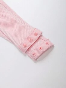 SHEIN ICON 字母補丁細節小高領背心連體衣 - 粉色 - 查看 4