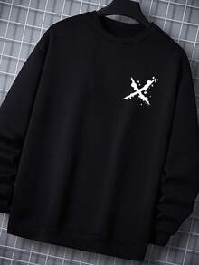 Nam In Đồ họa Lót nhiệt Áo nỉ - màu đen - Xem 4