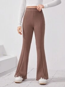 Teen Girl Flare Leg Ribbed Knit Sweater Pants