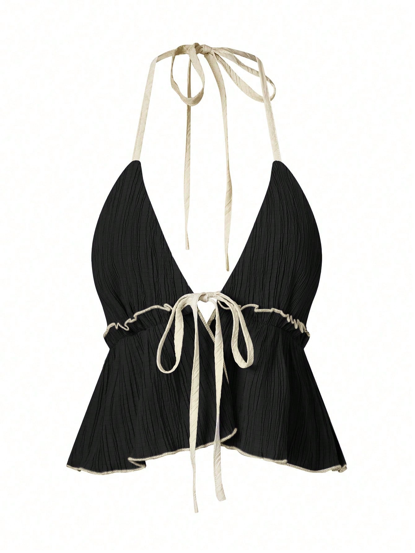 SHEIN Privé Solid Tie Back Halter Top