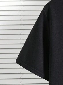 Manfinity LEGND 男士龙图案落肩短袖 T 恤，街头服饰，男朋友礼物，工作用 - 黑色 - 查看 6