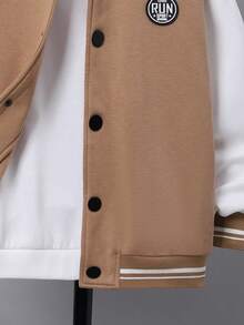 SHEIN 男大童字母圖案補丁細節雙色學院風夾克無連帽衫 - 彩色 - 查看 4