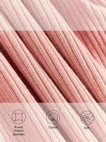 Cozy Pixies Baby Girl Turtleneck Lettuce Trim Ribbed Knit Tee - Pink - View 3