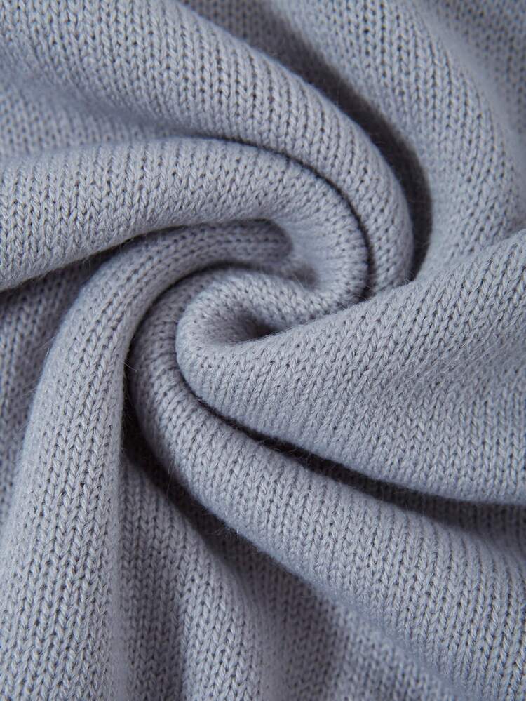 SHEINNeu Letter & Plaid Pattern Sweater - Grey - View 5