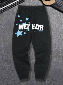 Manfinity Hypemode Men Plus Letter Graphic Drawstring Waist Sweatpants