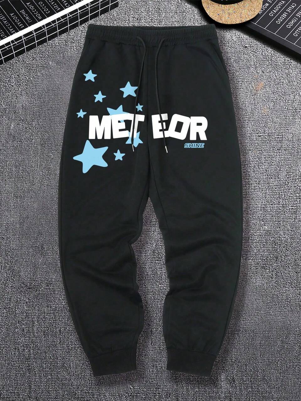 Men Plus Letter Graphic Drawstring Waist Sweatpants