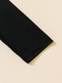 SHEIN Vintaside Kids Tween Girl Solid Tee & Leggings & Tee - Pink - View 3