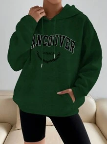 SHEIN Unity 休閒字母女士衛衣 - 墨綠色 - 查看 6