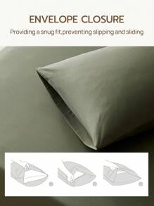 2pcs Supersoft Plain Pillowcases, Lightweight Cloud-Like Feel Bedding, Envelope Closure, Oeko-Tex Certified - Olive Green - View 6